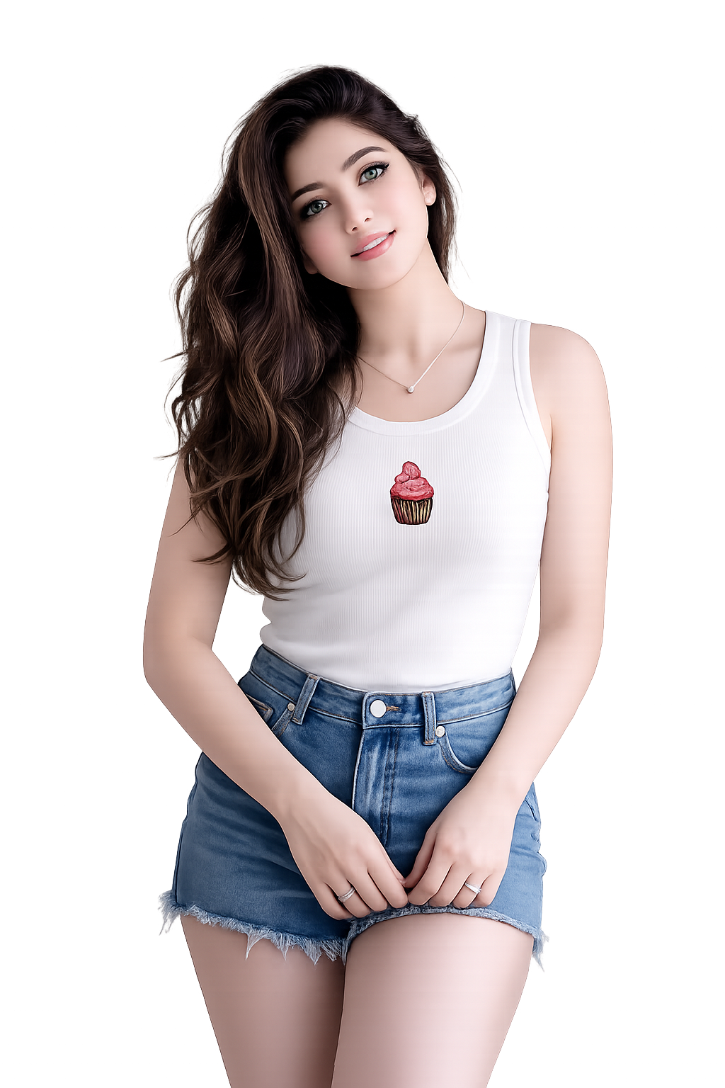 Bead & Bloom White Ribbed Cupcake Beaded Tank Top for Women