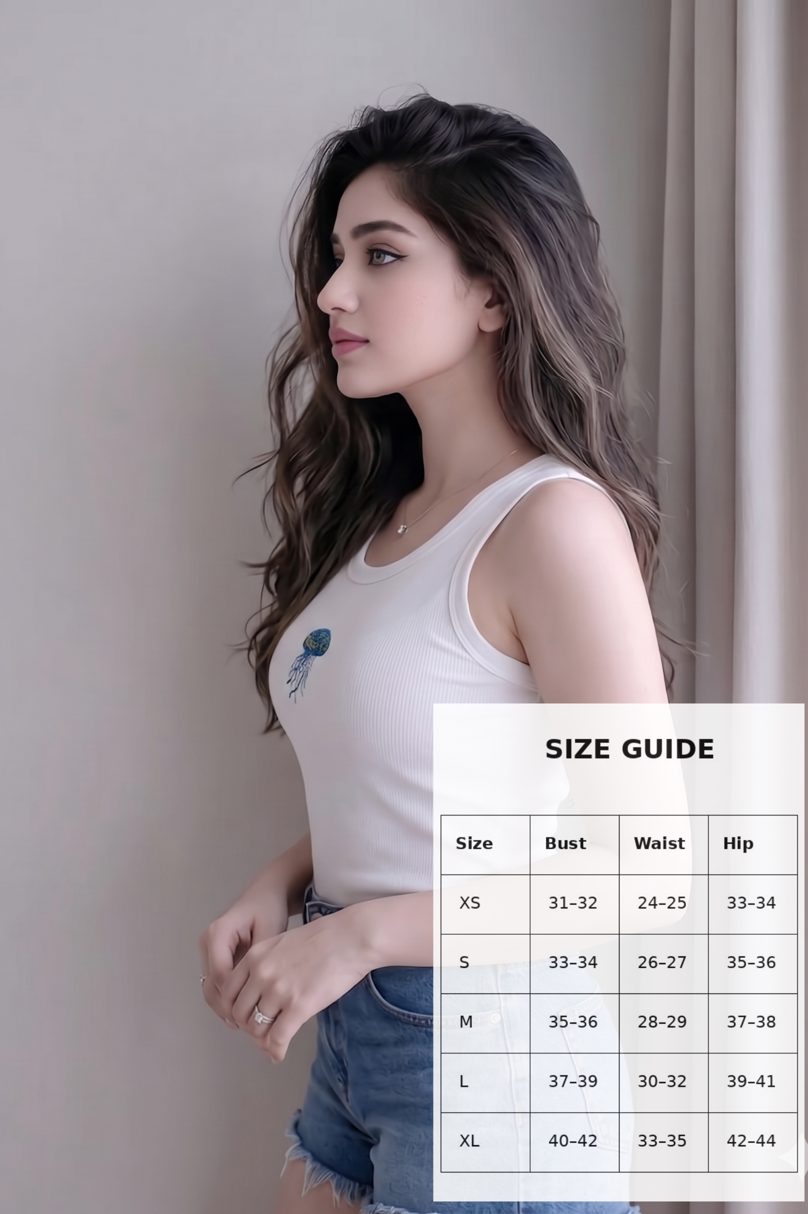 Bead & Bloom White Ribbed Jellyfish Beaded Tank Top for Women