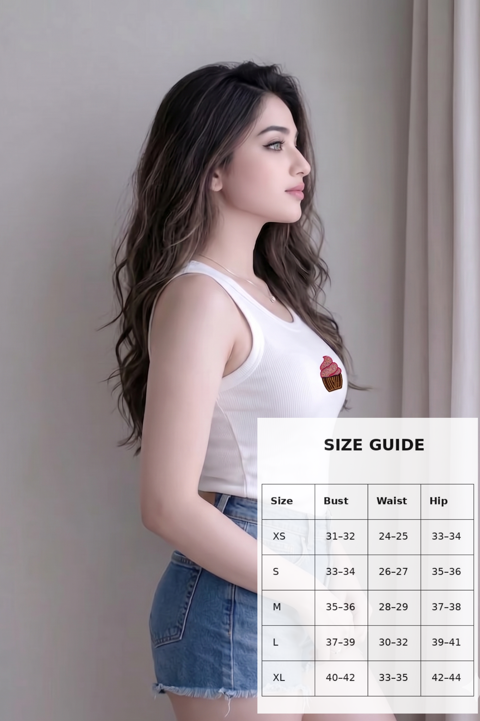 Bead & Bloom White Ribbed Cupcake Beaded Tank Top for Women