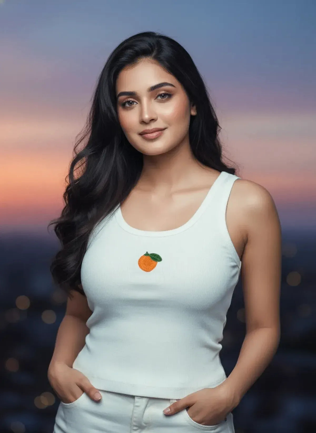 Bead & Bloom Orange Blossom Beaded Tank Top - White